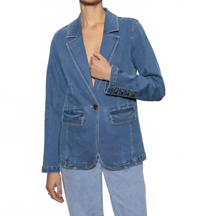 Sanctuary Sculpted Denim Blazer In Denim Medium Blue