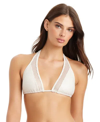 Sanctuary Sea Crochet Halter Tall Triangle Swim Bra In White