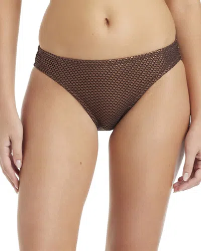 Sanctuary Metallic Net Hipster Bikini Bottoms In Brown