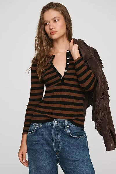 Sanctuary Selena Henley Tee In Brown
