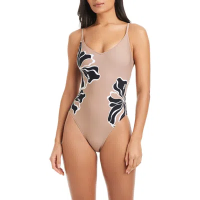 Sanctuary Sequin High Cut One-piece Swimsuit In Neutral