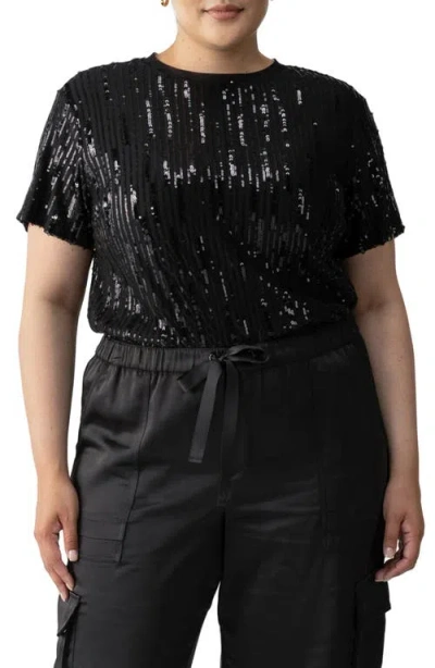 Sanctuary Sequin Perfect T-shirt In Black