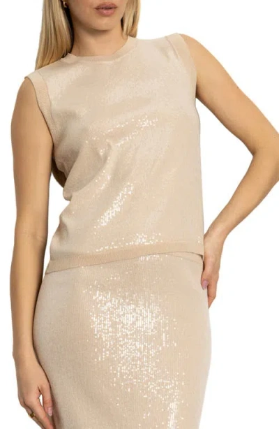 Sanctuary Sequin Sweater Vest In Sandstone