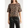 Sanctuary Sequins Short Sleeve Knit Sweater In Animal Print
