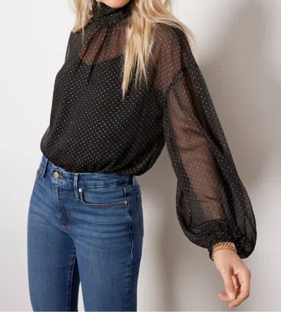 SANCTUARY SHEER VOLUME METALLIC TOP IN BLACK