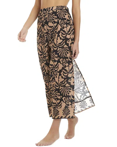 Sanctuary Side Slit Crop Cotton Cover-up Pants In Brown