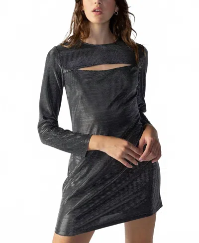 Sanctuary Shimmering Night Disco Cutout Metallic Mini Dress In Black