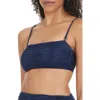 Sanctuary Shirred Bandeau Bikini Top In Blue
