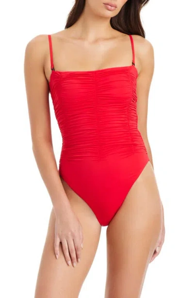 Sanctuary Shirred One-piece Swimsuit In Red