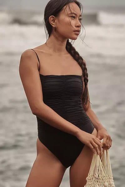 Sanctuary Shirred One-piece Swimsuit In Black