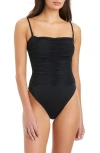 Sanctuary Shirred One-piece Swimsuit In Black