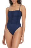 Sanctuary Shirred One-piece Swimsuit In Blue