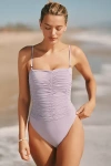 Sanctuary Shirred One-piece Swimsuit In Purple