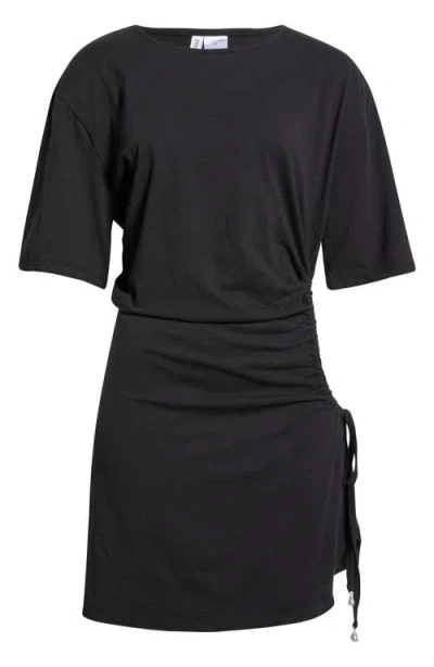 Sanctuary Shirred Side Cover-up Shirt Dress In Black