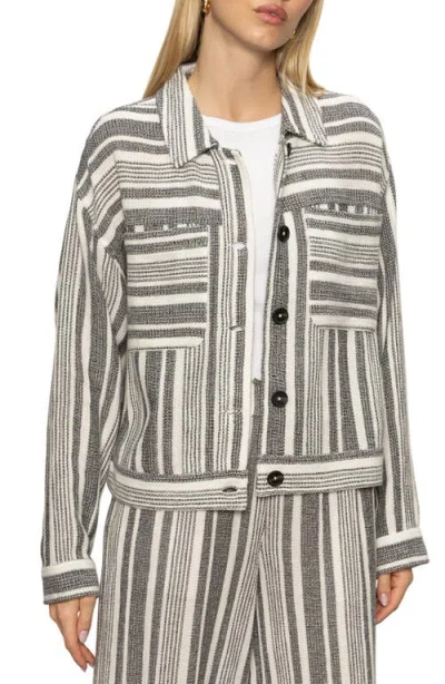 Sanctuary Shoreside Stripe Cotton Jacket In Gray