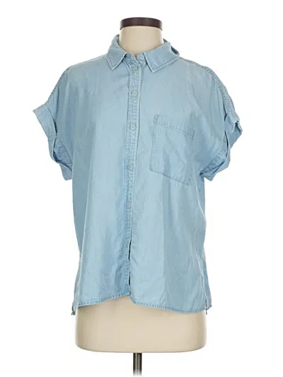Pre-owned Sanctuary Short Sleeve Button Down Shirt In Blue