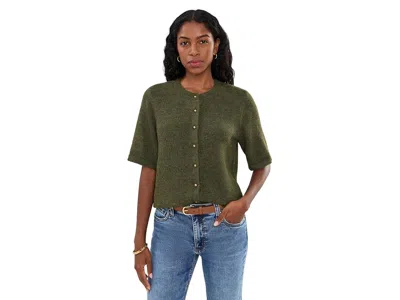 Sanctuary Short Sleeve Cardigan Women's Sweater Kalamata: Lg (us 10-12), Nylon/polyester/spandex In Green