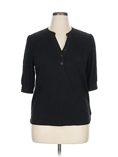 Pre-owned Sanctuary Short Sleeve Henley Shirt In Black