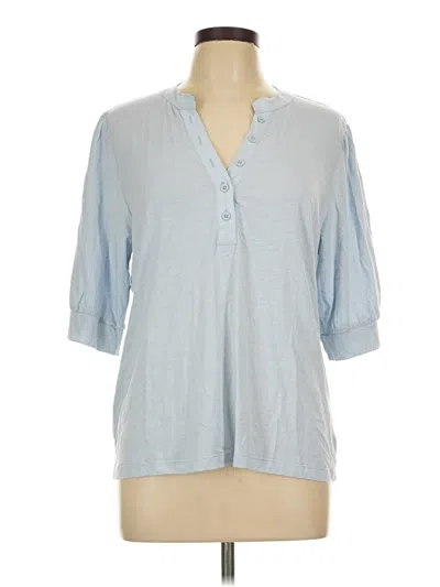 Pre-owned Sanctuary Short Sleeve Henley Shirt In Blue