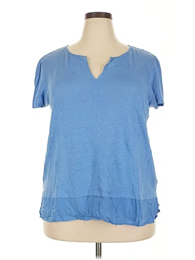 Pre-owned Sanctuary Short Sleeve Henley Shirt In Blue