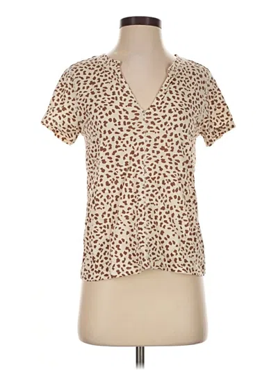 Pre-owned Sanctuary Short Sleeve Henley Shirt In Brown
