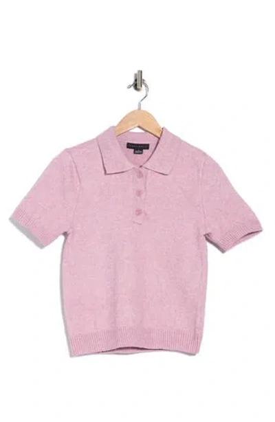 Sanctuary Short Sleeve Polo Sweater In Orchid Dusk Purple