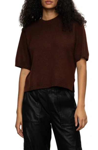 Sanctuary Short Sleeve Sweater In Brown