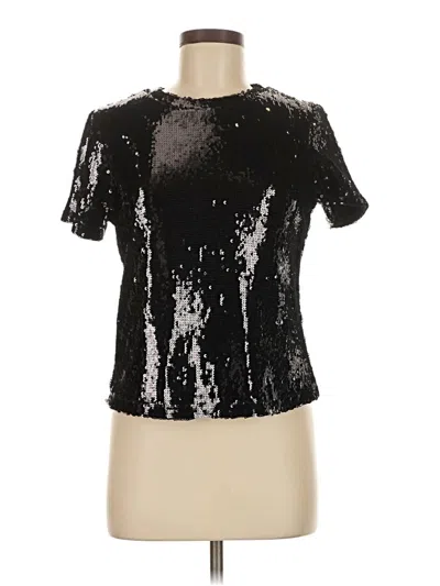 Pre-owned Sanctuary Short Sleeve Top Black Metallic Pattern Keyhole Neckline Tops