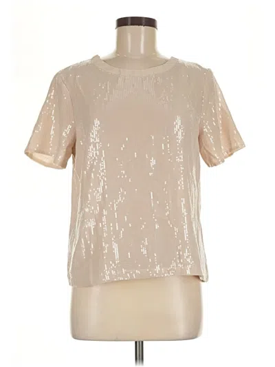 Pre-owned Sanctuary Short Sleeve Top Gold Metallic Pattern Mock Neckline Tops