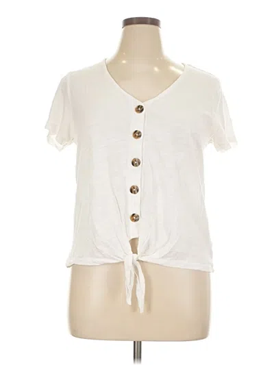 Pre-owned Sanctuary Short Sleeve Top Ivory Keyhole Neckline Tops