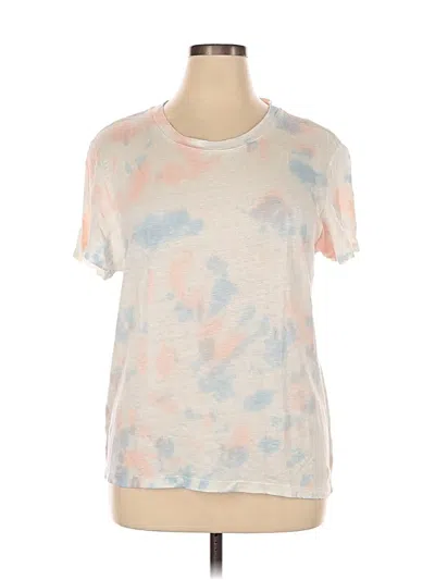 Pre-owned Sanctuary Short Sleeve Top Ivory Tie-dye Pattern Crew Neck Tops In White