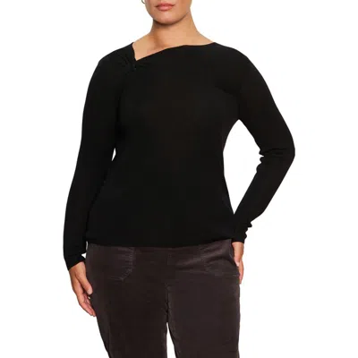 Sanctuary Shoulder Twist Long Sleeve Top In Black