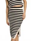 Sanctuary Side Slit Midi Skirt In Black Macrame Stripe In Multi