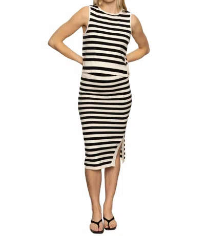 Sanctuary Side Slit Midi Skirt In Black/macrame In Multi