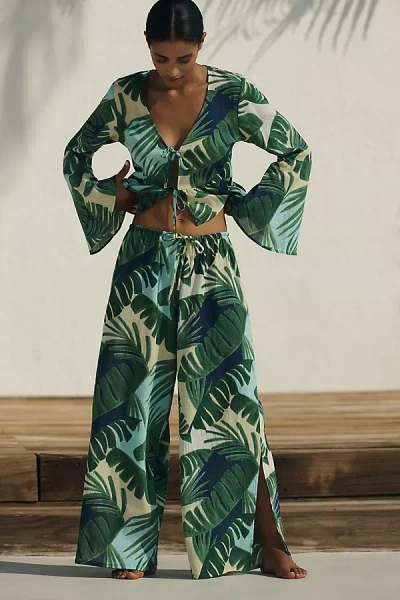 Sanctuary Side Slit Wide-leg Pants In Green