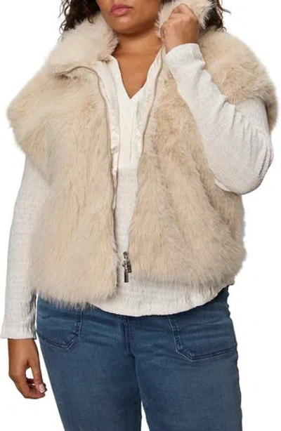 Sanctuary Silky Faux Fur Vest In Brown