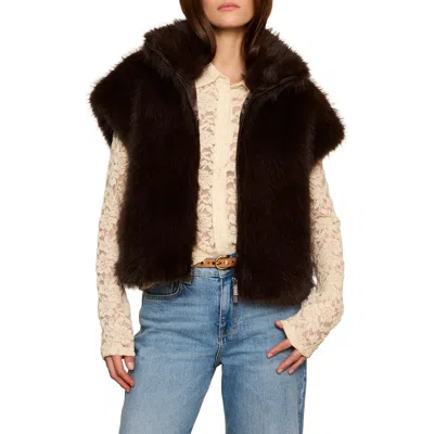 Sanctuary Silky Faux Fur Vest In Brown