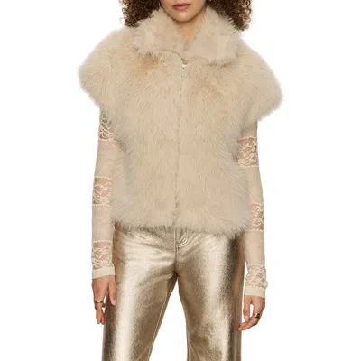 Sanctuary Silky Fur Vest In Almond Cream In Neutral