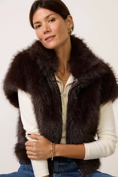 Sanctuary Silky Fur Vest In Brown
