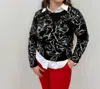 Sanctuary Silvana Floral Knit Long Sleeve Sweater In Black In Rose Stencil Black