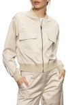 Sanctuary Skyline Cotton Blend Sateen Bomber Jacket In Silver