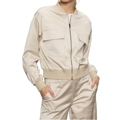 SANCTUARY SKYLINE SATEEN BOMBER JACKET IN MOTHER OF PEARL