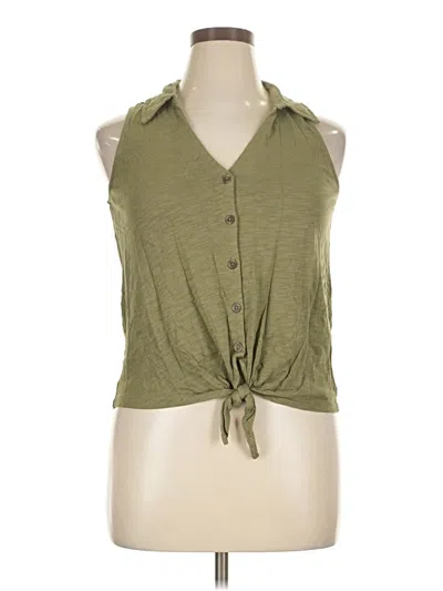 Pre-owned Sanctuary Sleeveless Button Down Shirt In Green