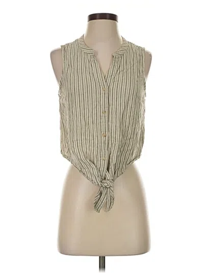 Pre-owned Sanctuary Sleeveless Button Down Shirt In Green