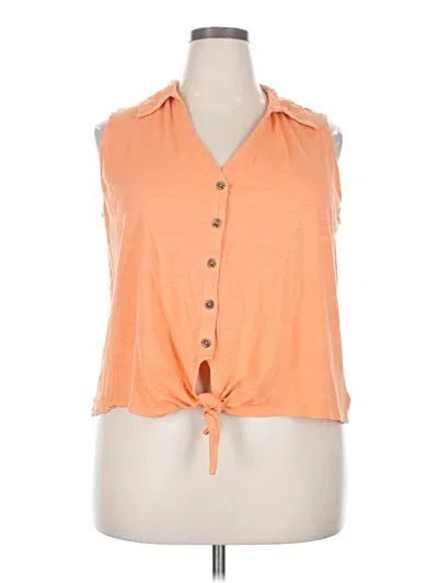 Pre-owned Sanctuary Sleeveless Button Down Shirt In Orange