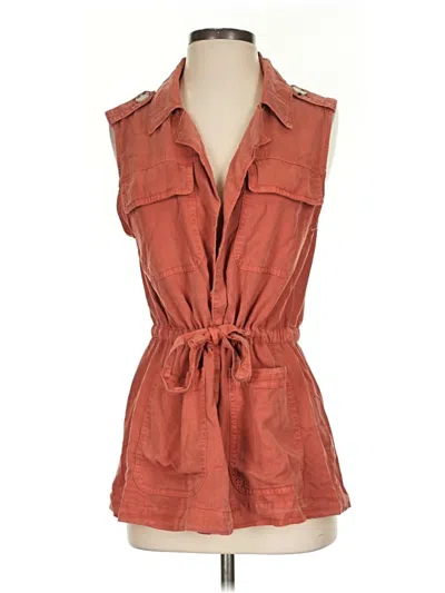 Pre-owned Sanctuary Sleeveless Button Down Shirt In Orange