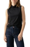 Sanctuary Sleeveless Cowl Neck Mesh Top In Black