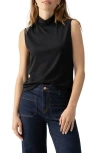 Sanctuary Sleeveless Cowl Neck Mesh Top In Black