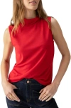 Sanctuary Sleeveless Cowl Neck Mesh Top In Cherry Red