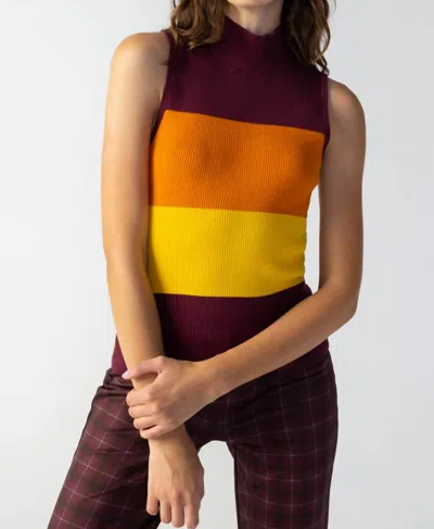Sanctuary Sleeveless Mock Top In Dark Cherry Pumpkin In Multi